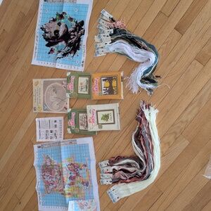 Mega Lot of 7 Embroidery & Cross Stitch Kits: Vintage Jiffy, Groot Cow & Hoop